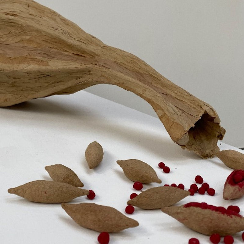 Recycled paper bags – wheat glue – plant dye